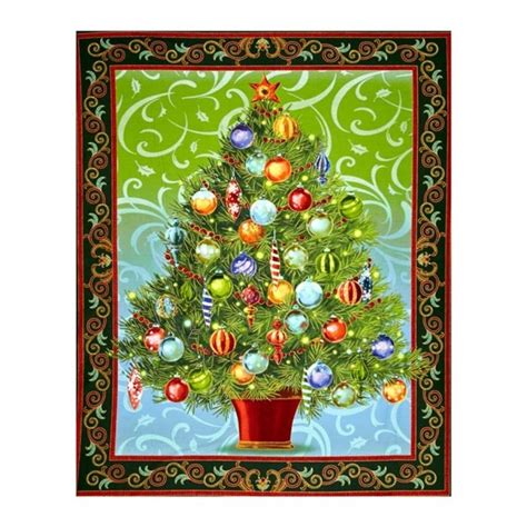 o christmas tree metallic 35in panel multi fabric|Clothworks.